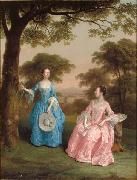 Double Portrait of Alicia and Jane Clarke in a Wooden Landscape Arthur Devis